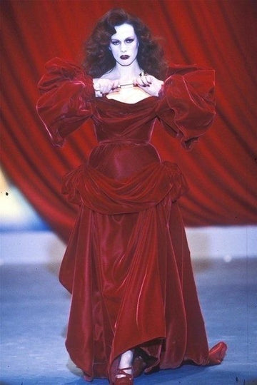 Vintage A Line Puff Sleeve Burgundy Velvet Long Party Dress Evening Dress HZ1023